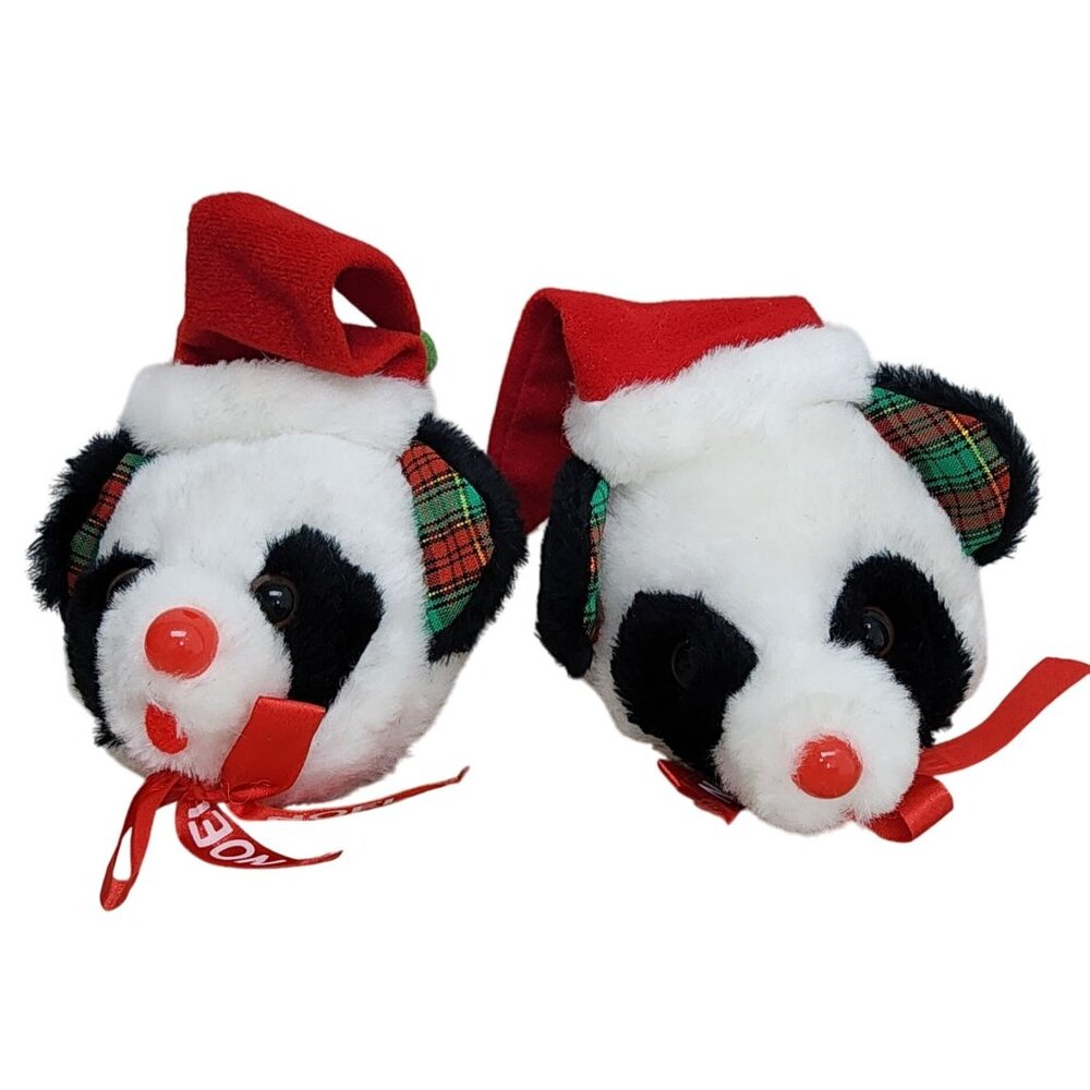 Vintage Giftco Inc.1988 Christmas Panda Bear Doorknob Handle Covers Plush Animal
